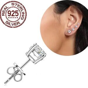 Beautiful sterling silver cz stud post earrings! New